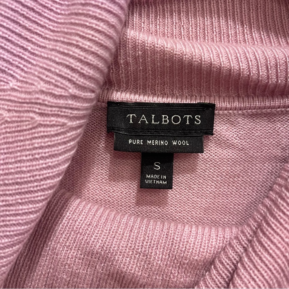 Talbots 100% Merino Wool Cowl Neck Sweater Light Pink Small Minimalist Soft - Picture 7 of 9